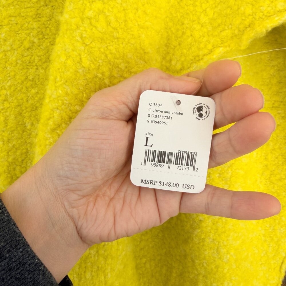 Free People Moira Slouchy Tunic Sweater in Citron Sun Combo Boucle Knit Large - Picture 8 of 12